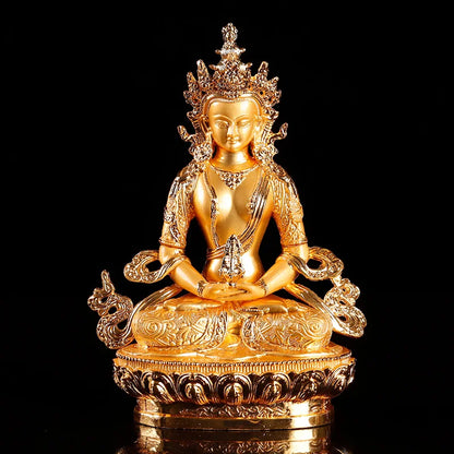Asia Buddhism HOME CAR Tathagata RU LAI buddha statue Amulet talisman protect safety Health metal buddha statue