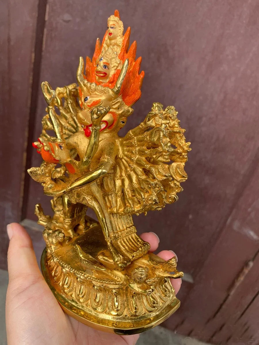 Asia Buddhism home temple altar Subdue demons  Yamantaka Buddha brass gilding statue bless Safety Health good luck