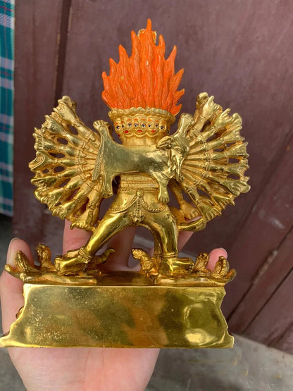 Asia Buddhism home temple altar Subdue demons  Yamantaka Buddha brass gilding statue bless Safety Health good luck