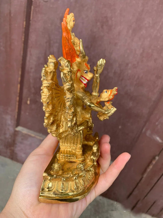 Asia Buddhism home temple altar Subdue demons  Yamantaka Buddha brass gilding statue bless Safety Health good luck