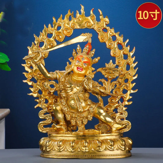 Asia Buddhism home temple altar Worship Black Manjushri Buddha brass gilding statue bless Safety Health good luck