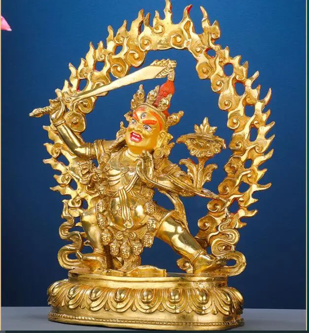 Asia Buddhism home temple altar Worship Black Manjushri Buddha brass gilding statue bless Safety Health good luck
