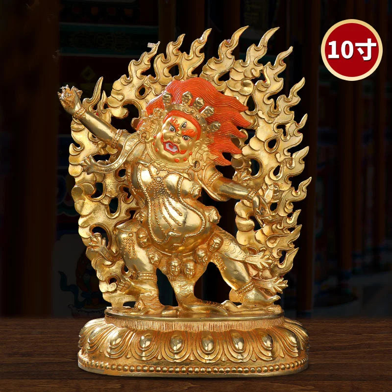 Asia Buddhism home temple altar Worship Wrath Guru Rinpoche Drakpo Buddha brass gilding statue bless Safety Health good luck