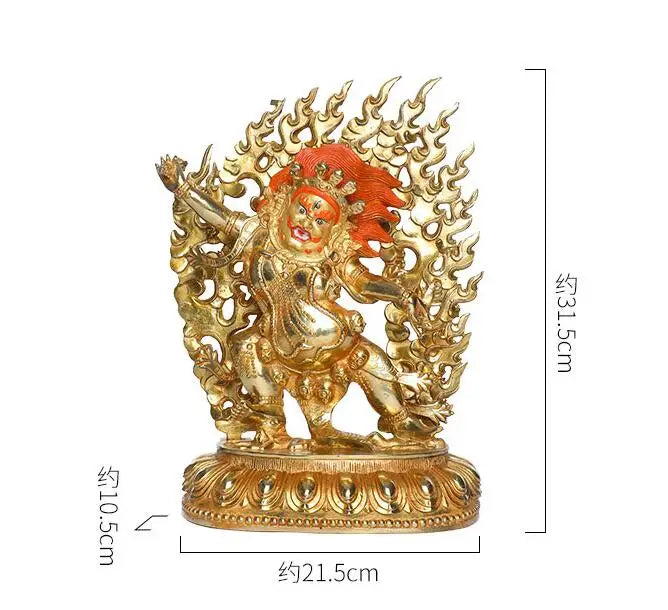 Asia Buddhism home temple altar Worship Wrath Guru Rinpoche Drakpo Buddha brass gilding statue bless Safety Health good luck