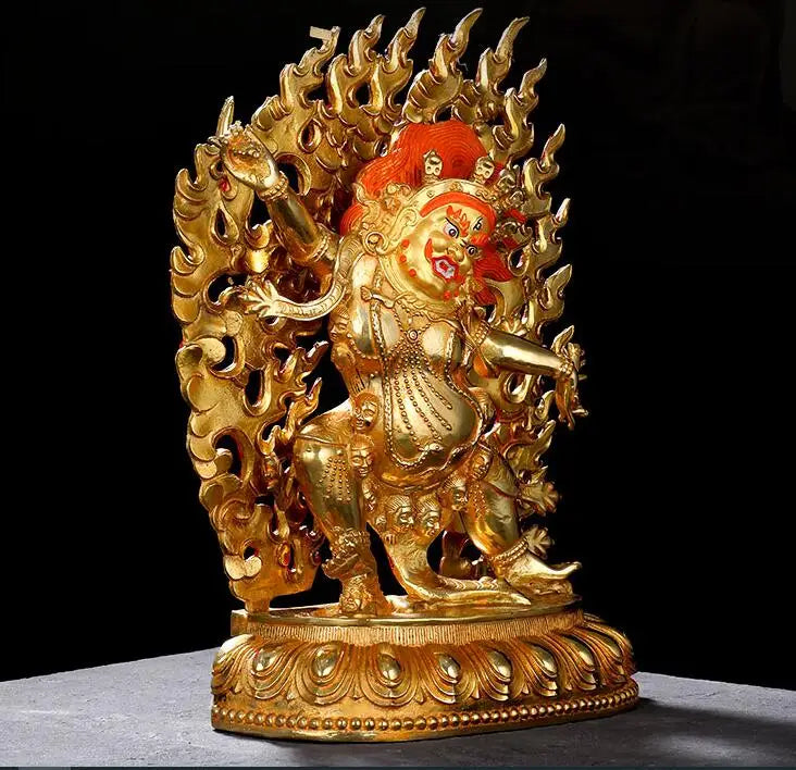 Asia Buddhism home temple altar Worship Wrath Guru Rinpoche Drakpo Buddha brass gilding statue bless Safety Health good luck