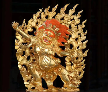 Asia Buddhism home temple altar Worship Wrath Guru Rinpoche Drakpo Buddha brass gilding statue bless Safety Health good luck