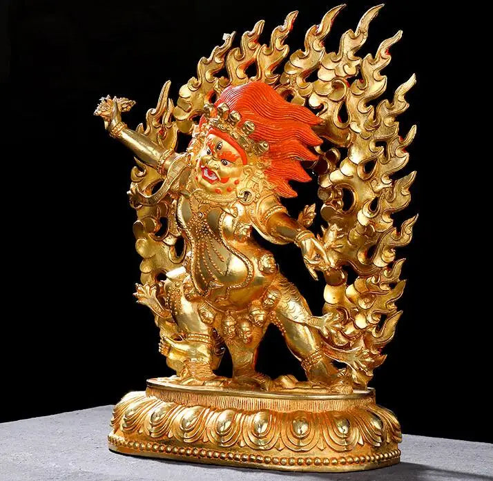 Asia Buddhism home temple altar Worship Wrath Guru Rinpoche Drakpo Buddha brass gilding statue bless Safety Health good luck