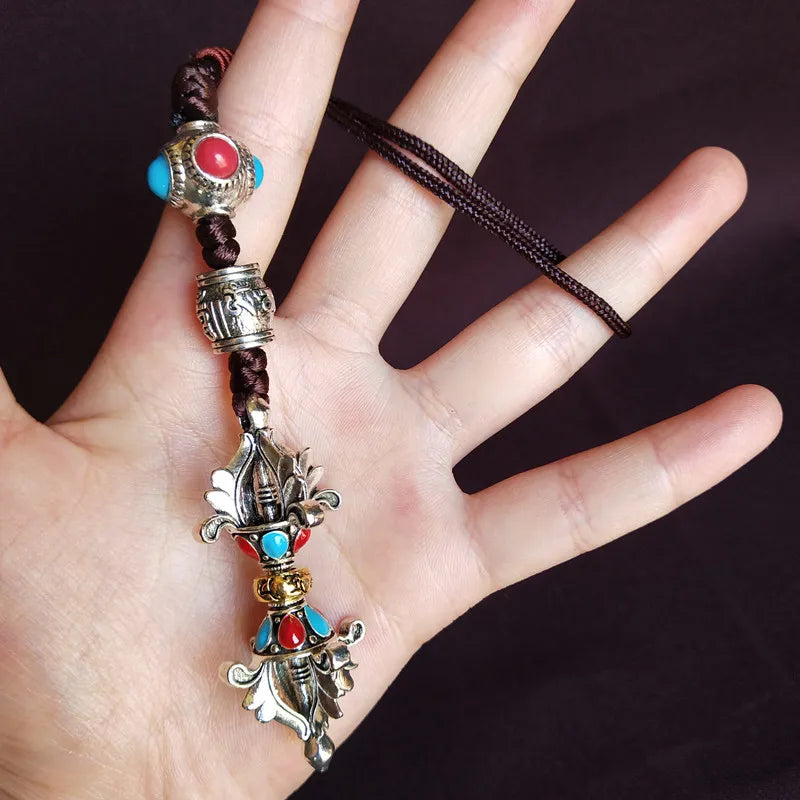 Asia Buddhist Amulet Pocket CAR WALL bless Safe health Good luck Mantra prayer Vajra Buddha Pendant protective talisman