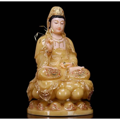 Asia Buddhist high grade A+ Guan yin bodhisattva Buddha jade Sculpture gilding statue Home SHOP efficacious Talisman Mascot 30CM