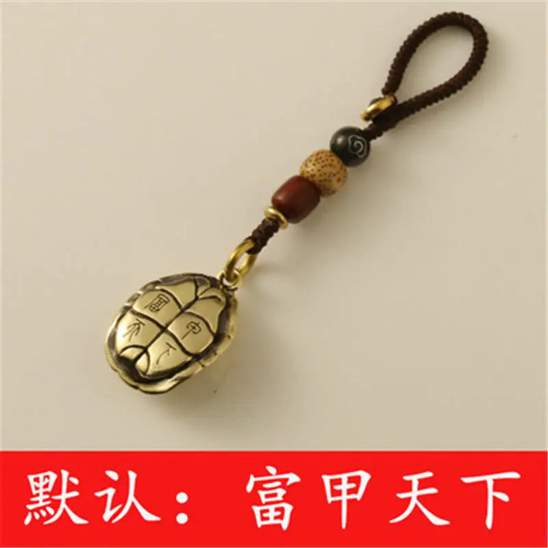 Asia FENG SHUI pocket travel efficacious Mascot Auspicious exorcise evil spirit good luck Dragon turtle shell Key Pendant Amulet