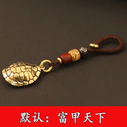 Asia FENG SHUI pocket travel efficacious Mascot Auspicious exorcise evil spirit good luck Dragon turtle shell Key Pendant Amulet