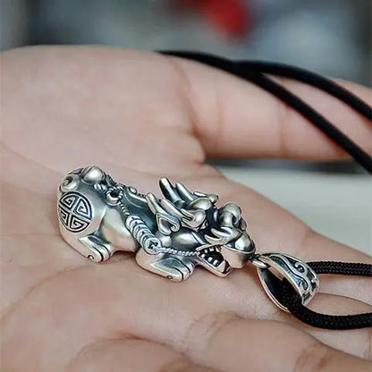Asia FENG SHUI pocket travel efficacious bring money Mascot exorcise evil spirit good luck silver Dragon PI XIU Pendant Amulet