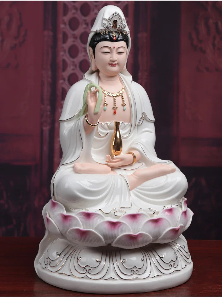 Asia GOOD Buddhist high grade Porcelain Guan yin bodhisattva Buddha Sculpture statue Home SHOP efficacious Talisman Mascot