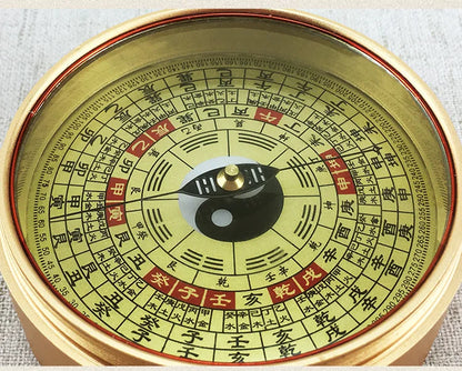 Asia Geomantic master Carry-on pocket FENG SHUI LUO PAN Compass tool HOME house site Eight Diagrams Yin-Yang Geomantic omen