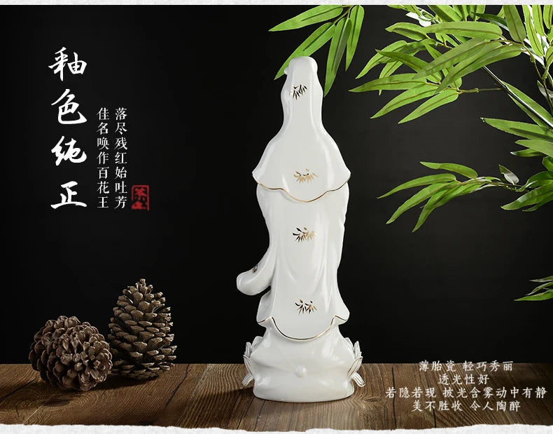 Asia HOME SHOP Worship Porcelain Standing Guan yin bodhisattva buddha goddess statue bless safety healthy good luck