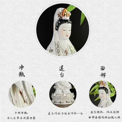 Asia HOME SHOP Worship Porcelain Standing Guan yin bodhisattva buddha goddess statue bless safety healthy good luck