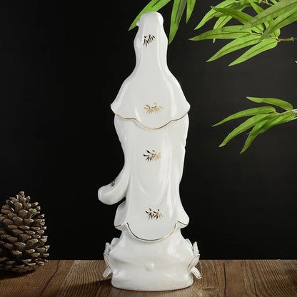 Asia HOME SHOP Worship Porcelain Standing Guan yin bodhisattva buddha goddess statue bless safety healthy good luck