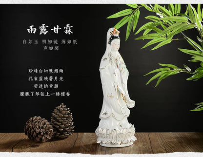 Asia HOME SHOP Worship Porcelain Standing Guan yin bodhisattva buddha goddess statue bless safety healthy good luck