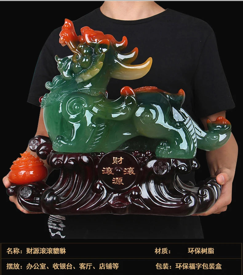 Asia HOME Store company Recruit money ZHAO CAI GOOD luck Fortune PIXIU Dragon business Prosperity FENG SHUI talisman Deco statue