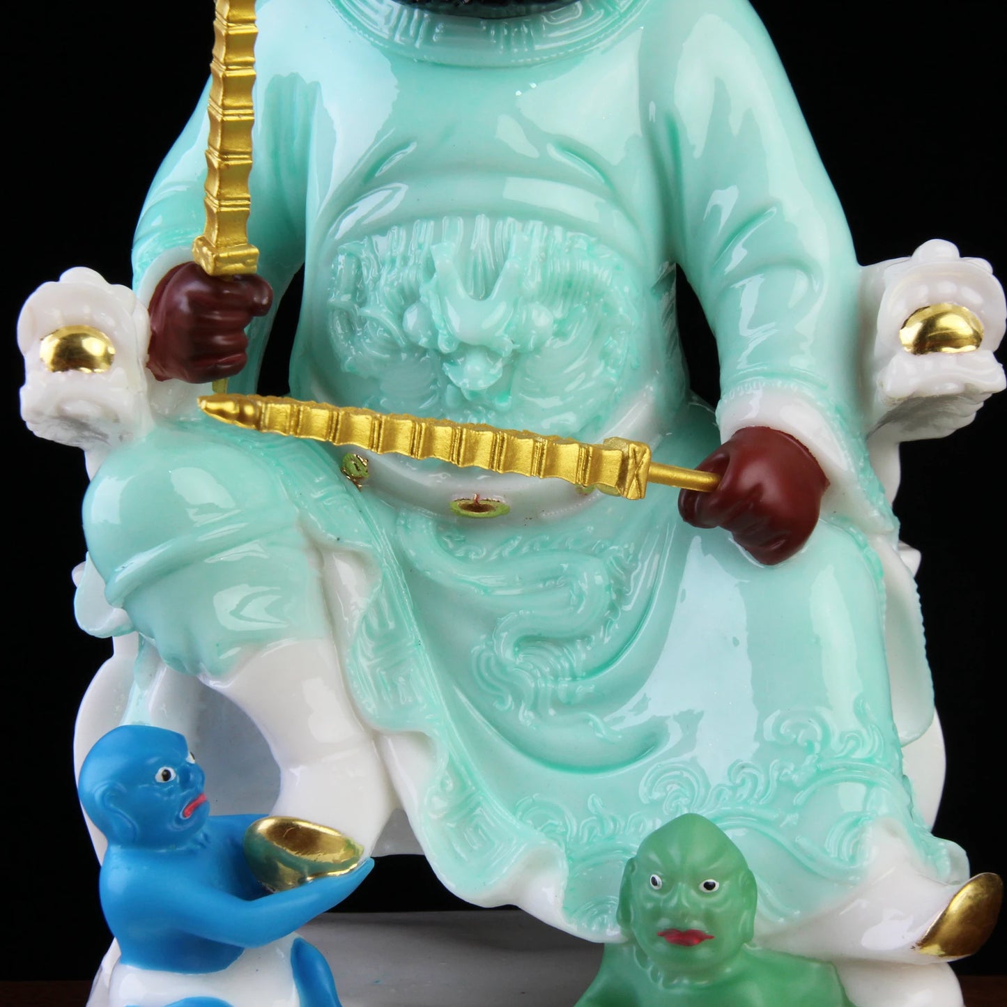 Asia HOME family protection Exorcism Exorcise evil spirit good luck TIAN SHI GOD ZHONG KUI FENG SHUI jade carving statue