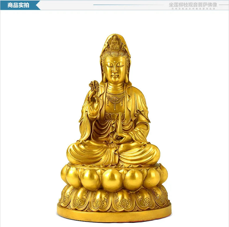 Asia Home efficacious Patron saint bless family Safety Health GOOD luck Talisman BRASS GUAN YIN Avalokitesvara Buddha statue