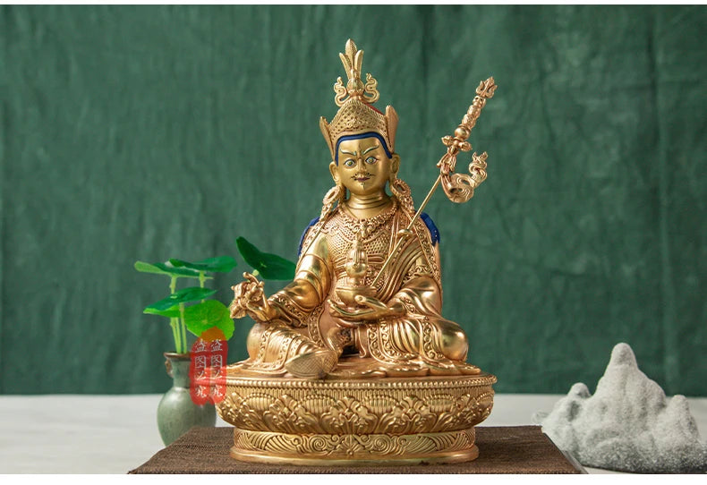 Asia Nepal Tibet HOME temple High grade Buddha statue bless safe healty luck Gilding Padmasambhava Guru Rinpoche buddha statue
