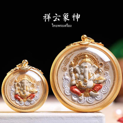 Asia Thailand Buddhist Effective protection health safe bring fortune GOOD LUCK GANESH Elephant God Buddha card Pendant Amulet