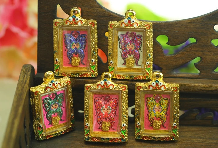 Asia Thailand Geomantic omen master Efficacious butterfly marriage love Peach blossom luck Buddha Pendant symbol talisman