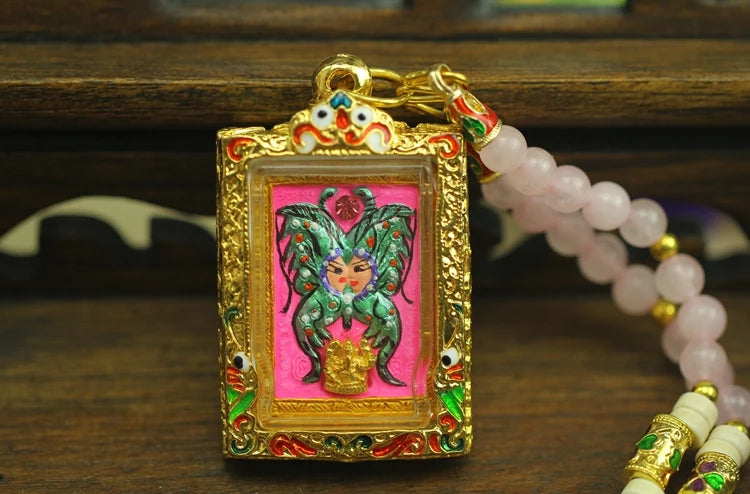 Asia Thailand Geomantic omen master Efficacious butterfly marriage love Peach blossom luck Buddha Pendant symbol talisman