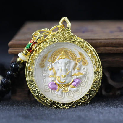 Asia Thailand Royal temple Buddha card GANESH Elephant God of wealth Pendant Amulet bring fortune GOOD LUCK Effective protection