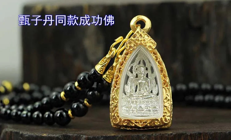 Asia Thailand Royal temple Divine Dragon PO FO Buddha God card Pendant Amulet bring fortune GOOD LUCK safe Effective protection