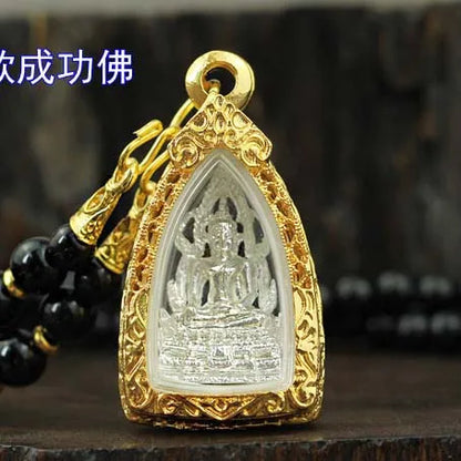 Asia Thailand Royal temple Divine Dragon PO FO Buddha God card Pendant Amulet bring fortune GOOD LUCK safe Effective protection
