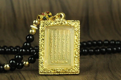 Asia Thailand Royal temple  bless Safety Scripture Buddha God card Pendant Amulet bring fortune GOOD LUCK Effective protection