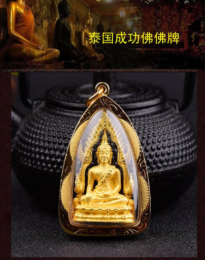 Asia Thailand Success Buddha Pendant Temple Amulet bless safety healthy good luck Recruit wealth all-powerful talisman