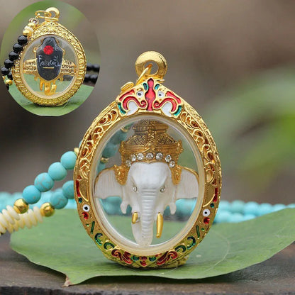 Asia Thailand Temple master Ganesh God of wealth Mammon Buddha Pendant bring Good luck Amulet all-powerful safety talisman