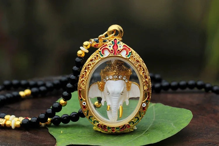 Asia Thailand Temple master Ganesh God of wealth Mammon Buddha Pendant bring Good luck Amulet all-powerful safety talisman