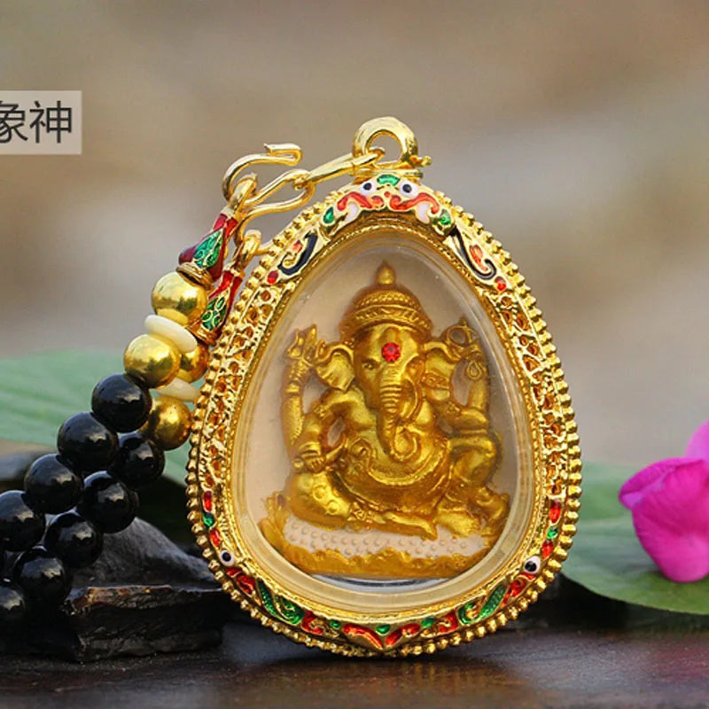 Asia Thailand Temple master Good luck Buddha Amulet Ganesh God of wealth Mammon Pendant all-powerful talisman
