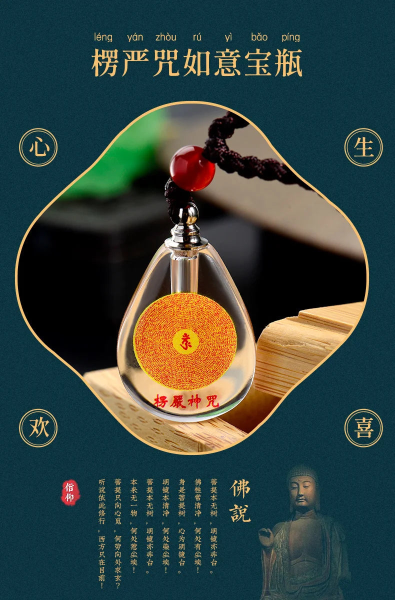 Asia Thailand Tibet Buddhist efficacious crystal Shurangama Mantra scripture Amulet safety good luck Buddha Pendant talisman