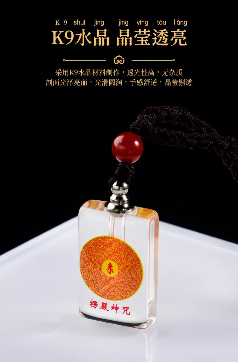 Asia Thailand Tibet Buddhist efficacious crystal Shurangama Mantra scripture Amulet safety good luck Buddha Pendant talisman