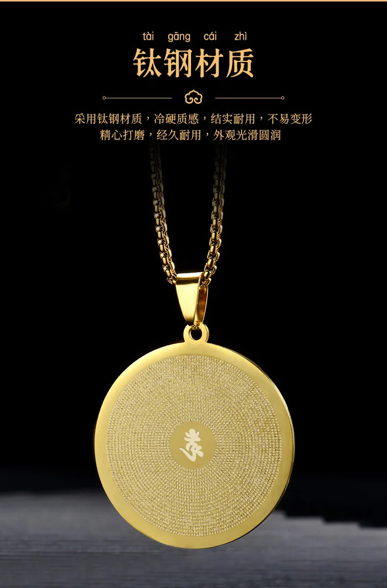 Asia Thailand Tibet Buddhist efficacious fashion Titanium steel Shurangama Mantra scripture Amulet safe good luck Buddha Pendant