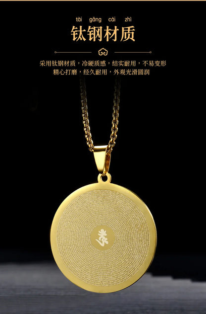 Asia Thailand Tibet Buddhist efficacious fashion Titanium steel Shurangama Mantra scripture Amulet safe good luck Buddha Pendant