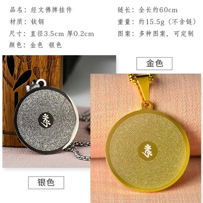 Asia Thailand Tibet Buddhist efficacious fashion Titanium steel Shurangama Mantra scripture Amulet safe good luck Buddha Pendant