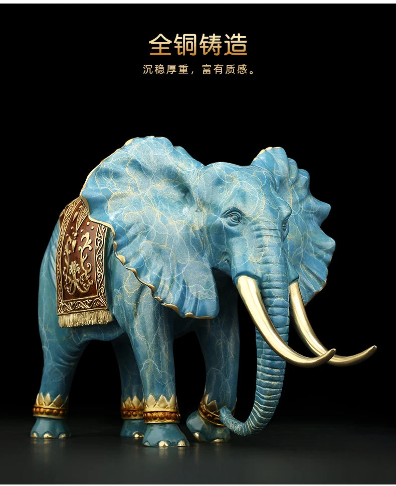 Asia Thailand home Company high grade Good luck Auspicious elephant Mascot bring wealth money thriving business brass statue