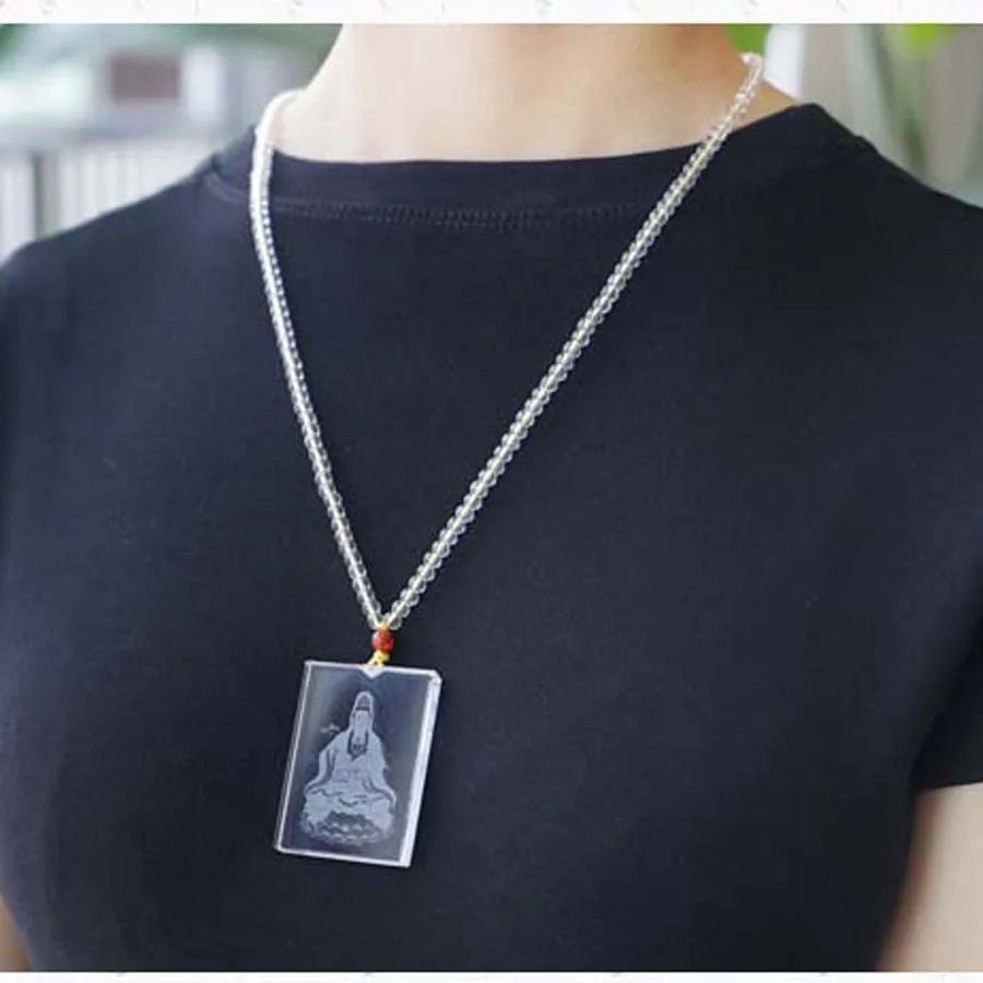 Asia Thailand pocket efficacious Mascot safe good luck 3D crystal  God Green Tara Guanyin Buddha Avalokitesvara Amulet Pendant