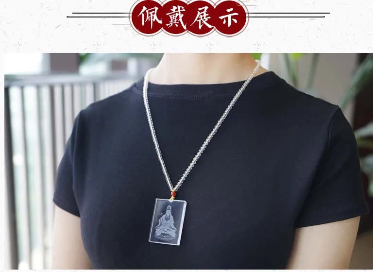 Asia Thailand pocket efficacious Mascot safe good luck 3D crystal  God Green Tara Guanyin Buddha Avalokitesvara Amulet Pendant