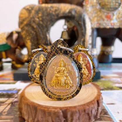 Asia Thailand temple Phra Phrom GANESH Buddha card Pendant Amulet bring fortune GOOD LUCK healthy safety Effective protection