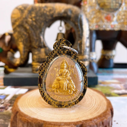 Asia Thailand temple Phra Phrom GANESH Buddha card Pendant Amulet bring fortune GOOD LUCK healthy safety Effective protection