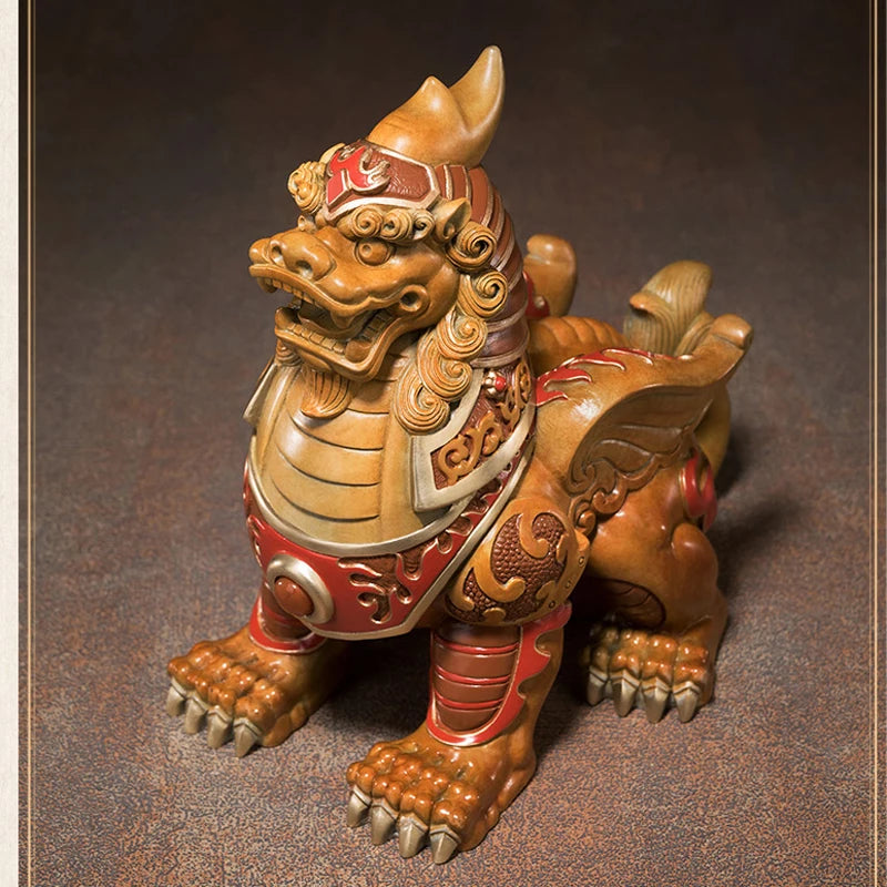 Asia high grade Spiritual ART  home Company bring wealth money thriving business Good luck Dragon PI XIU mascot brass Ornament