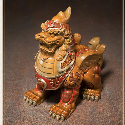 Asia high grade Spiritual ART  home Company bring wealth money thriving business Good luck Dragon PI XIU mascot brass Ornament