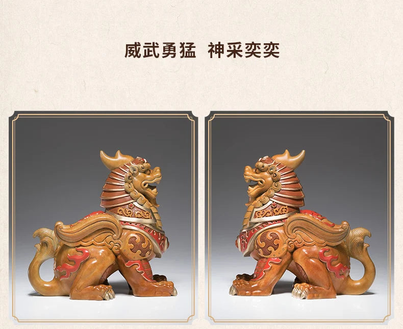 Asia high grade Spiritual ART  home Company bring wealth money thriving business Good luck Dragon PI XIU mascot brass Ornament
